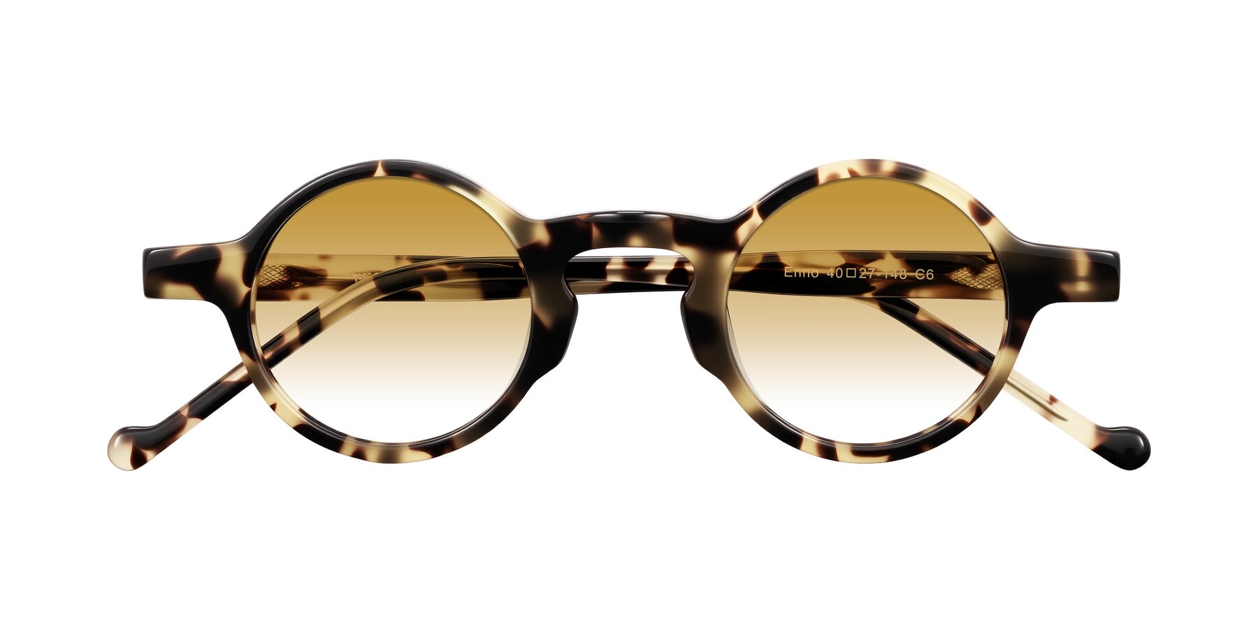 Folded Front of Enno in Ivory Tortoise with Champagne Gradient Lenses
