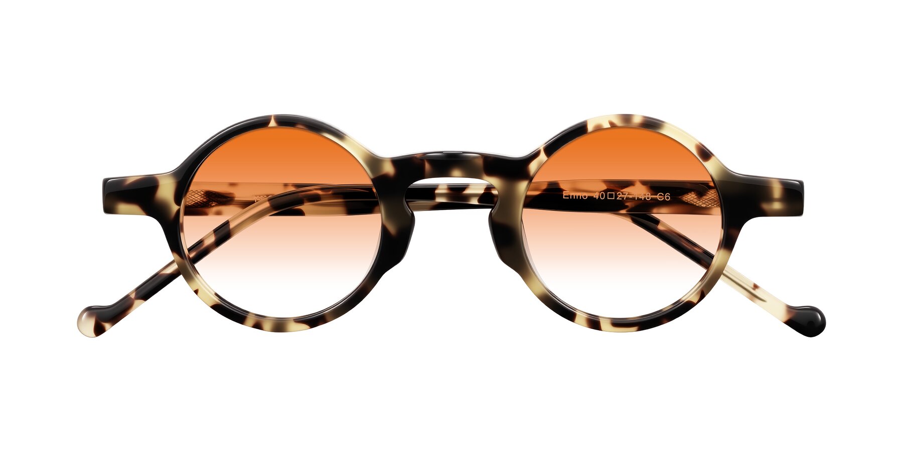 Folded Front of Enno in Ivory Tortoise with Orange Gradient Lenses