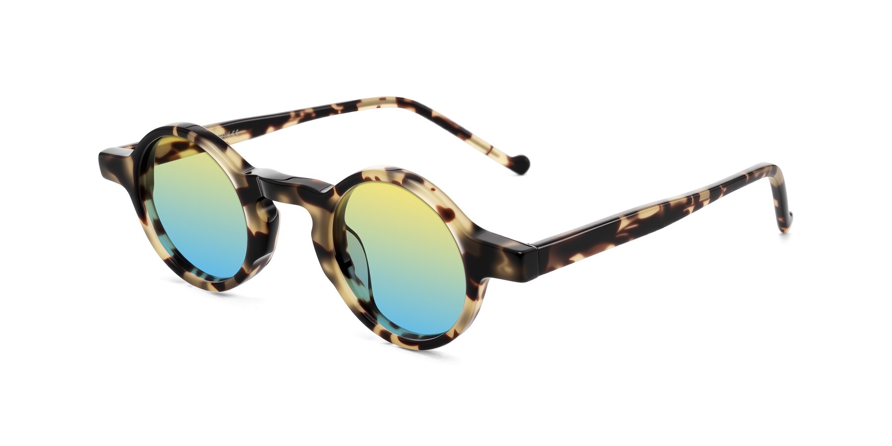 Angle of Enno in Ivory Tortoise with Yellow / Blue Gradient Lenses