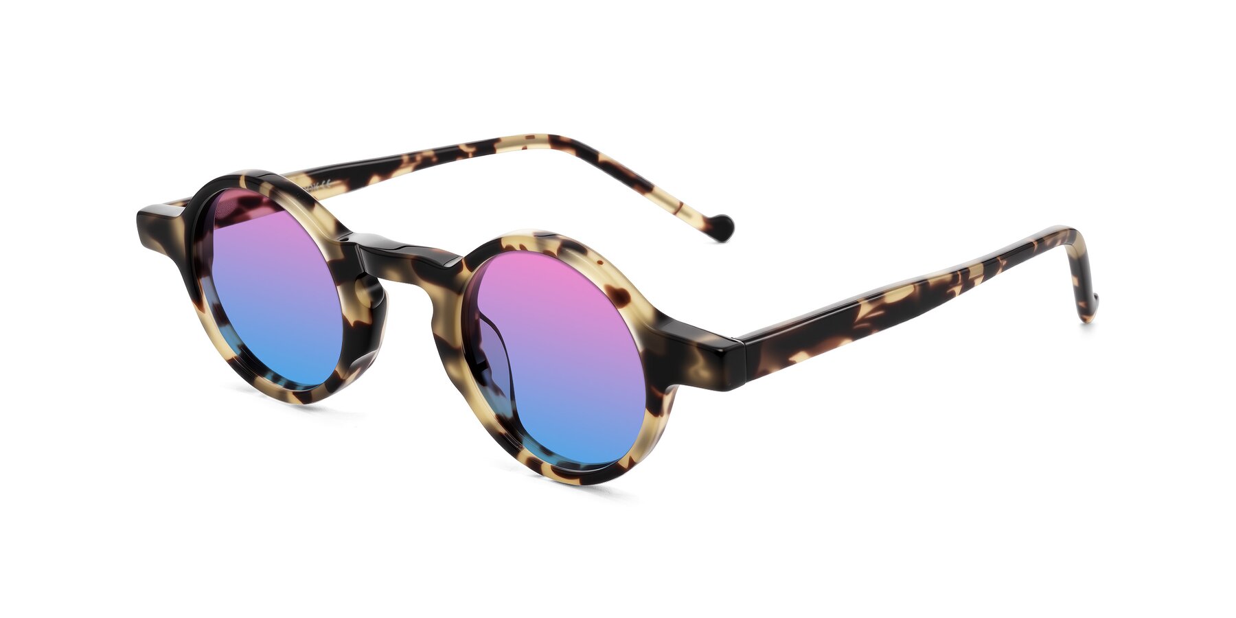 Angle of Enno in Ivory Tortoise with Pink / Blue Gradient Lenses
