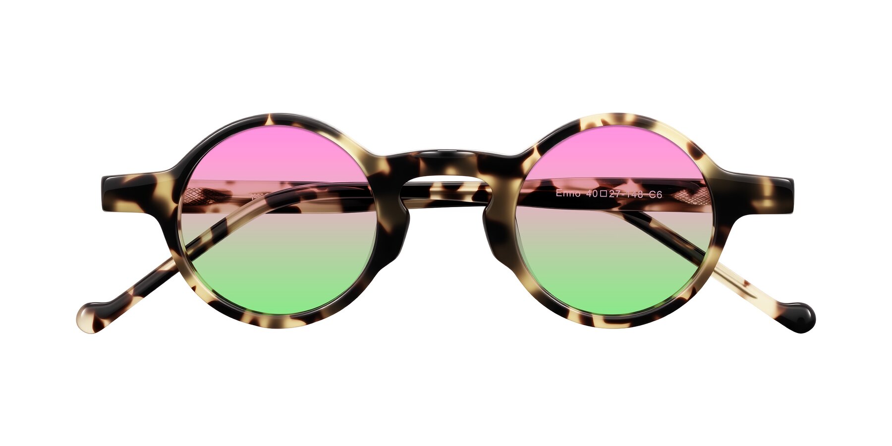 Folded Front of Enno in Ivory Tortoise with Pink / Green Gradient Lenses