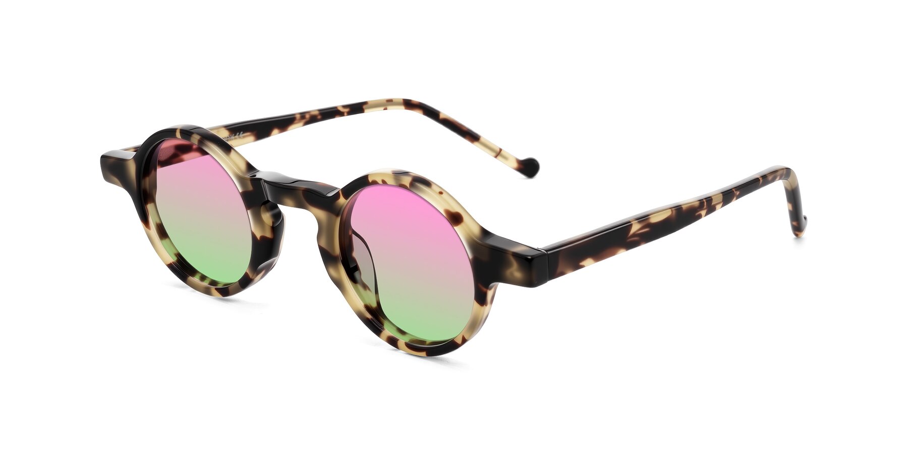 Angle of Enno in Ivory Tortoise with Pink / Green Gradient Lenses