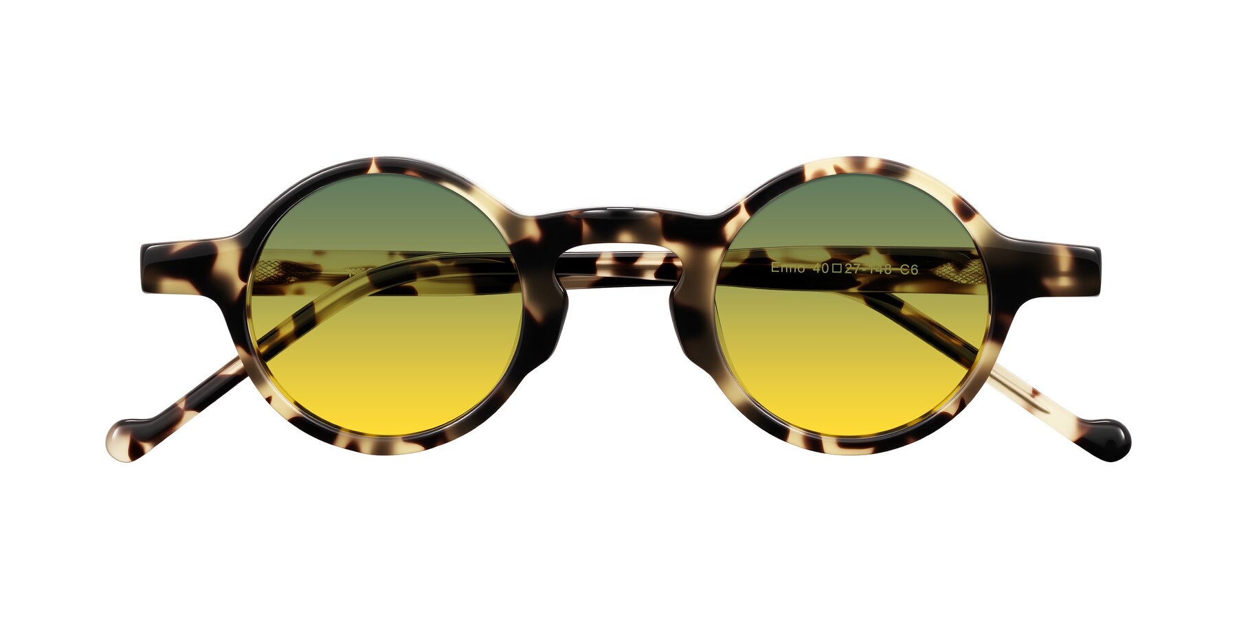 Folded Front of Enno in Ivory Tortoise with Green / Yellow Gradient Lenses