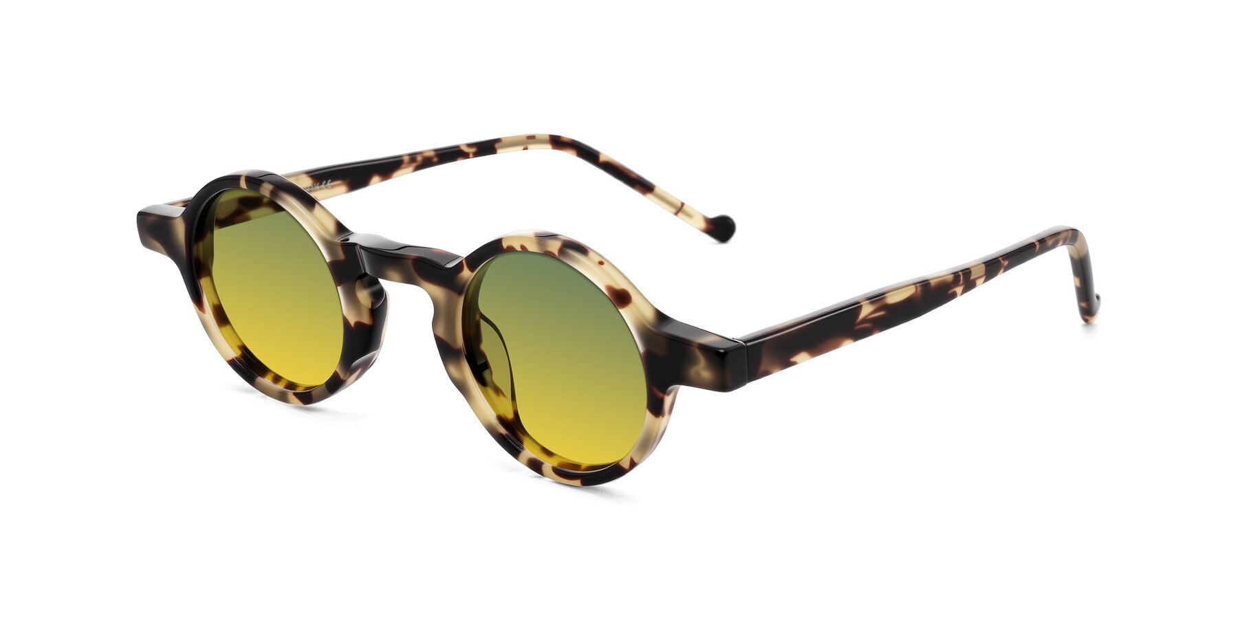 Angle of Enno in Ivory Tortoise with Green / Yellow Gradient Lenses