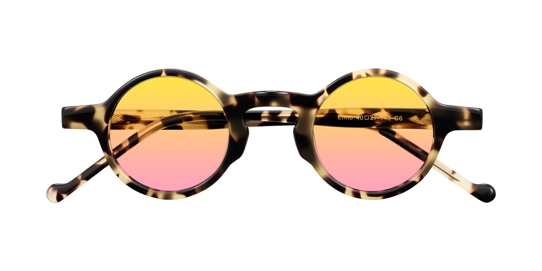 Folded Front of Enno in Ivory Tortoise with Yellow / Pink Gradient Lenses
