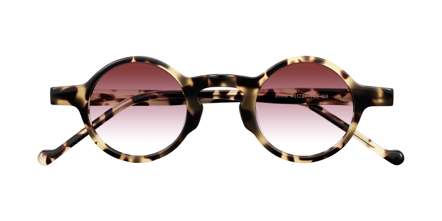 Folded Front of Enno in Ivory Tortoise with Garnet Gradient Lenses