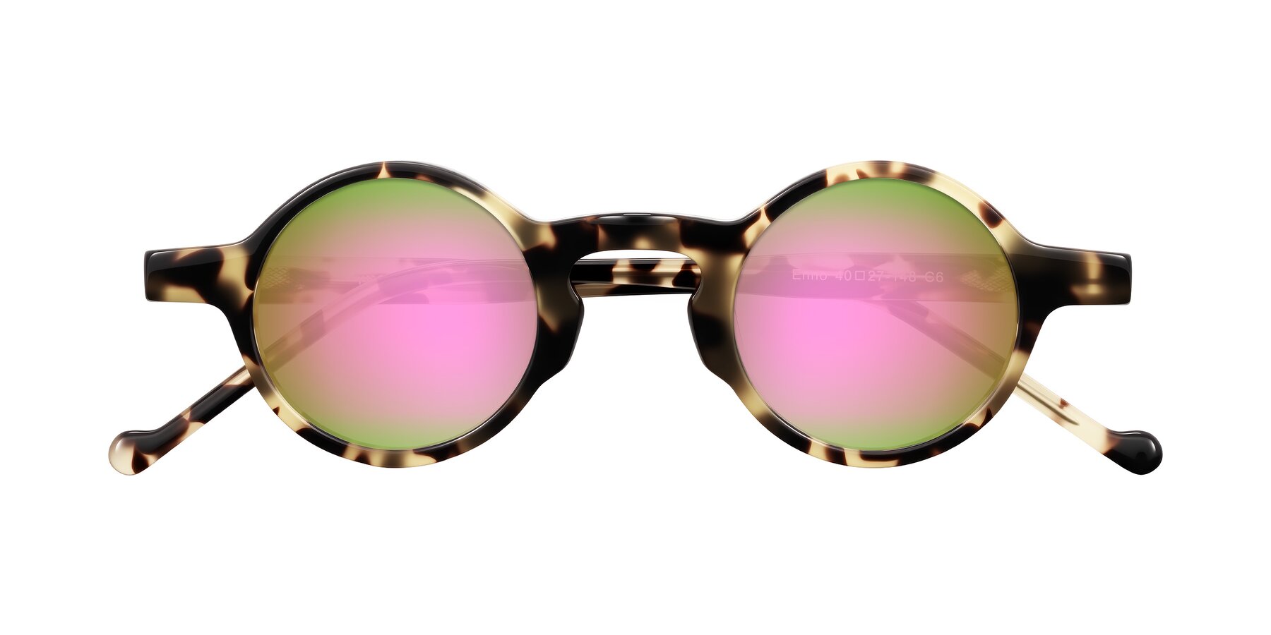 Folded Front of Enno in Ivory Tortoise with Pink Mirrored Lenses