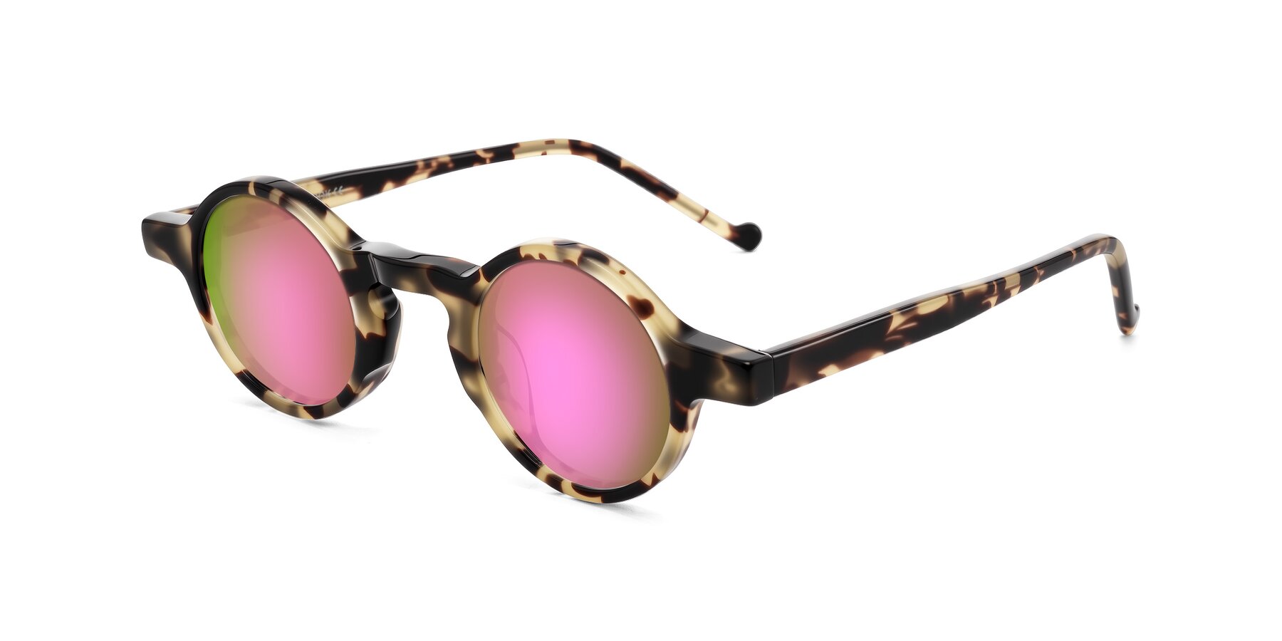 Angle of Enno in Ivory Tortoise with Pink Mirrored Lenses