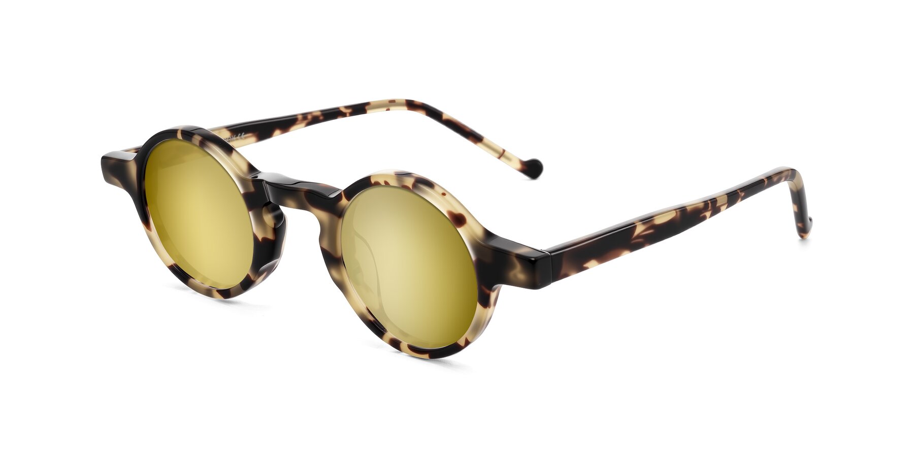 Angle of Enno in Ivory Tortoise with Gold Mirrored Lenses