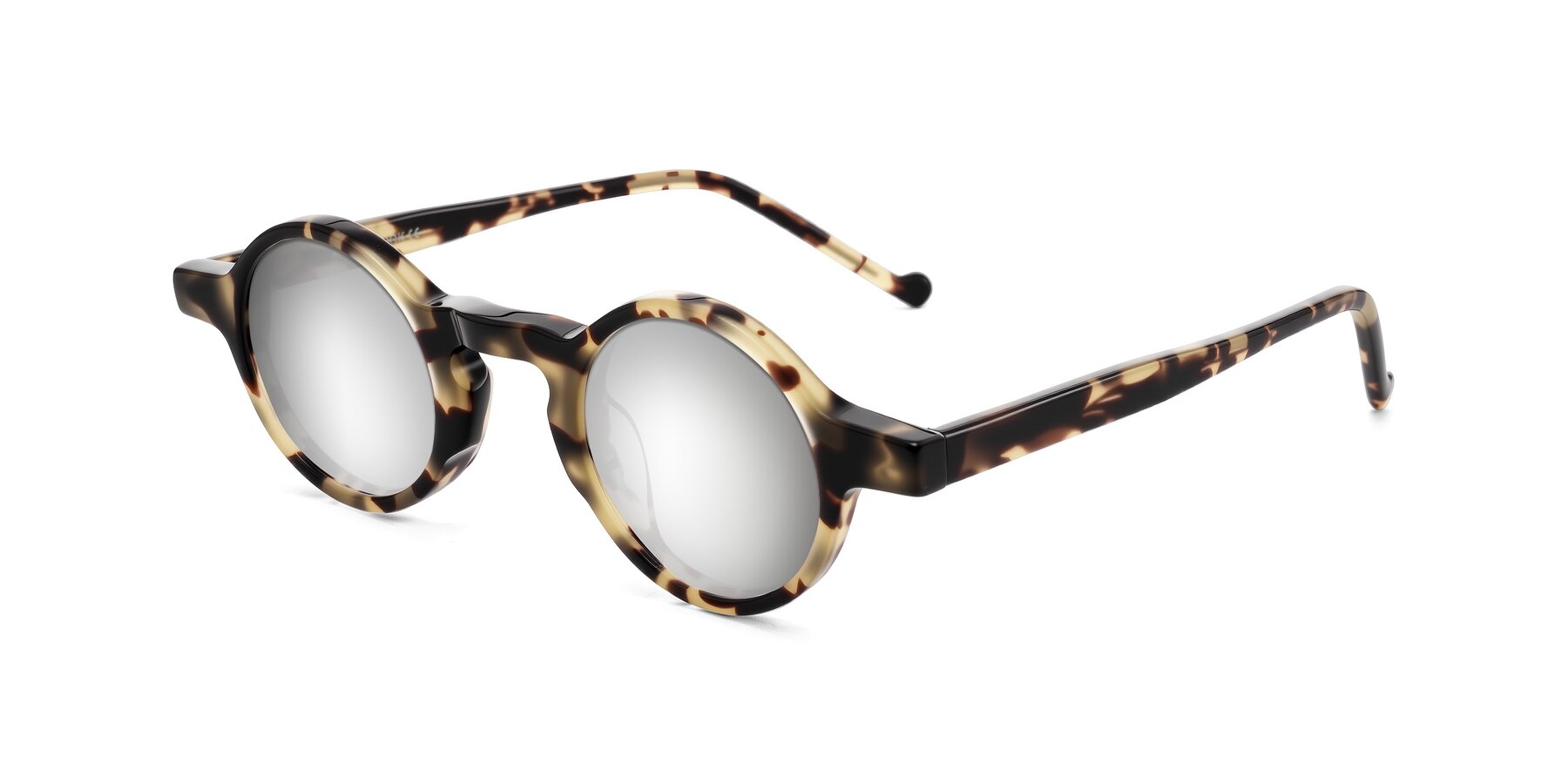 Angle of Enno in Ivory Tortoise with Silver Mirrored Lenses