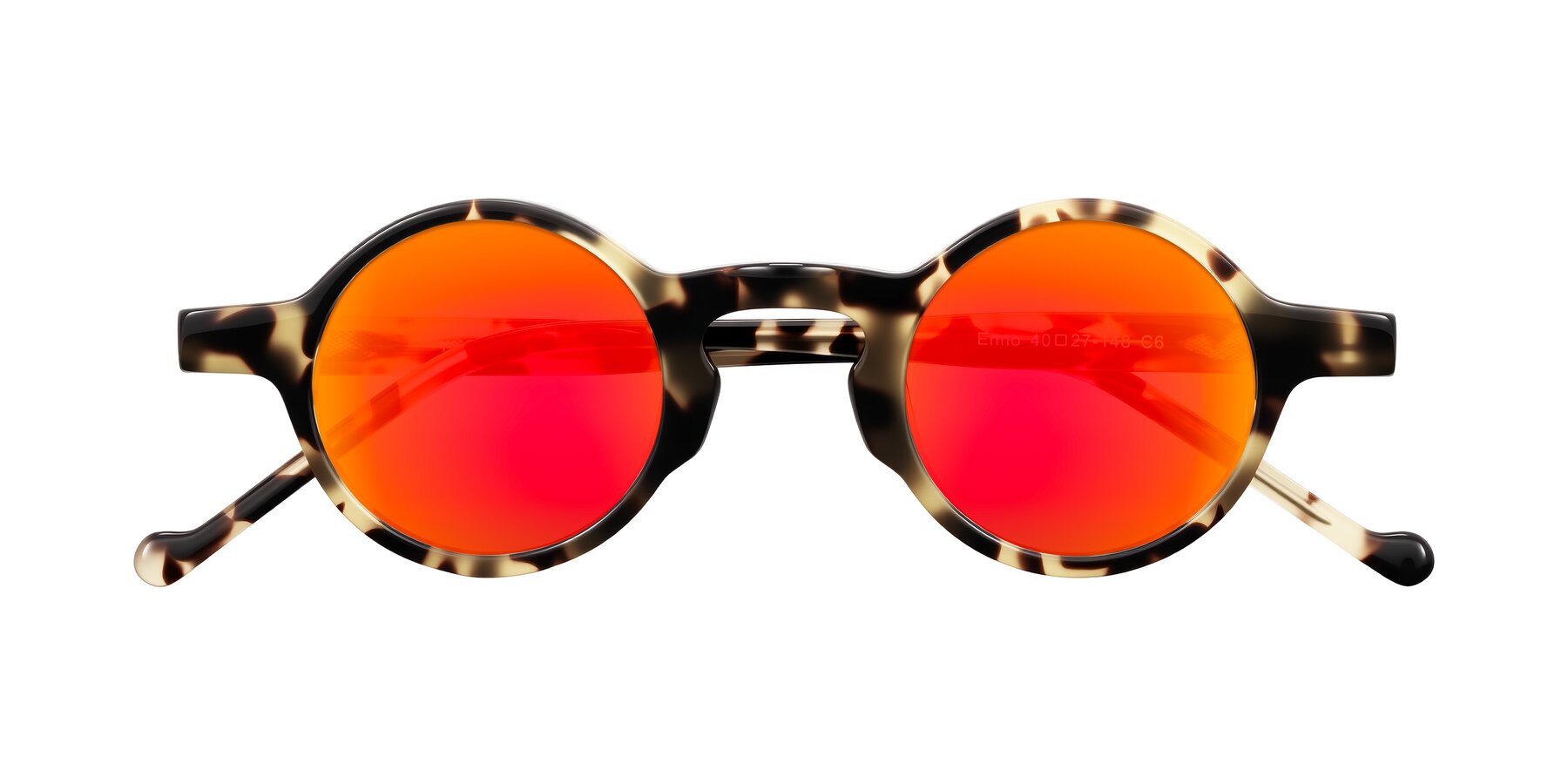 Folded Front of Enno in Ivory Tortoise with Red Gold Mirrored Lenses