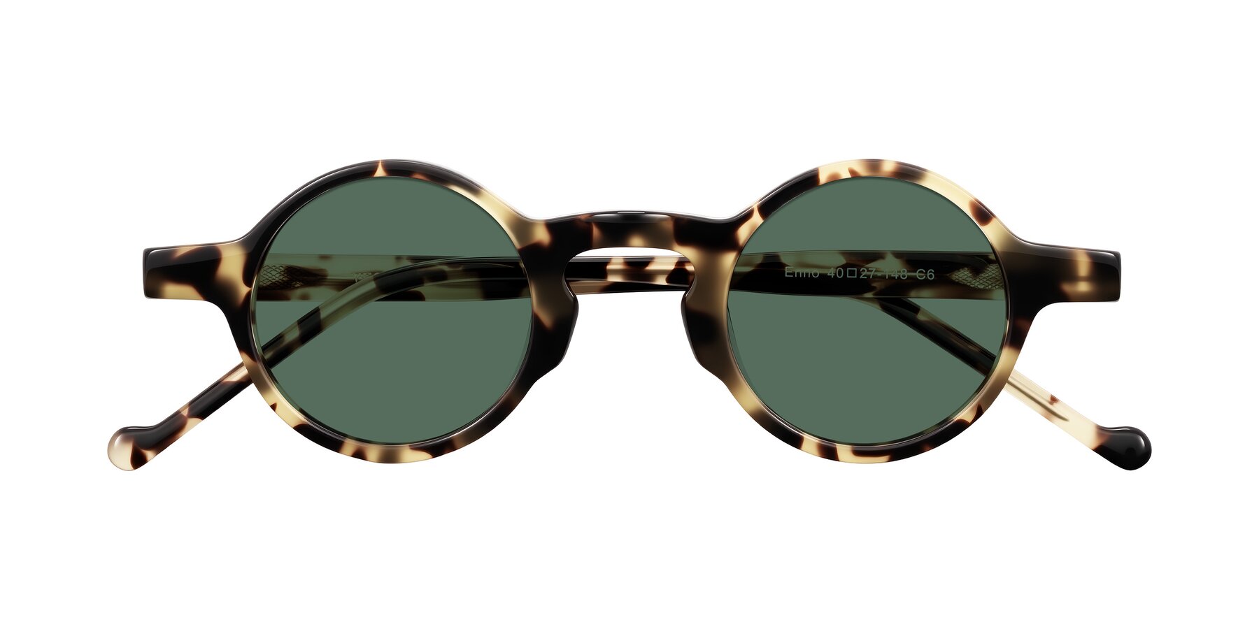 Folded Front of Enno in Ivory Tortoise with Green Polarized Lenses