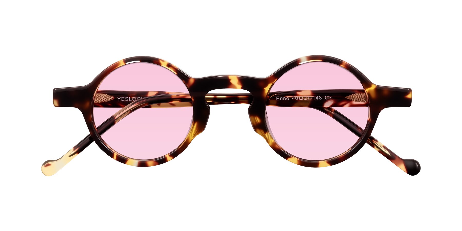 Folded Front of Enno in Tortoise with Light Pink Tinted Lenses