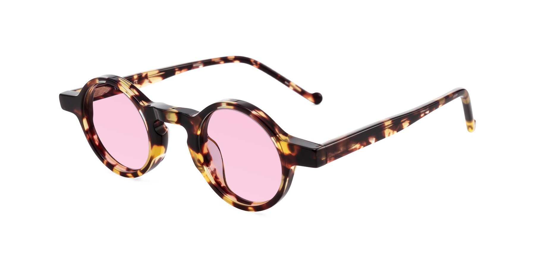 Angle of Enno in Tortoise with Light Pink Tinted Lenses