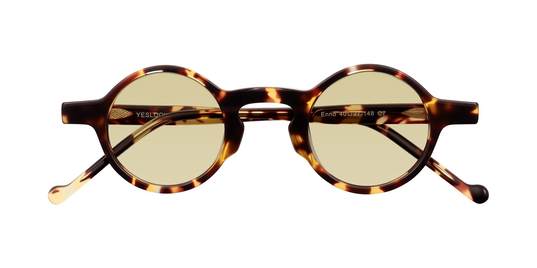 Folded Front of Enno in Tortoise with Light Champagne Tinted Lenses