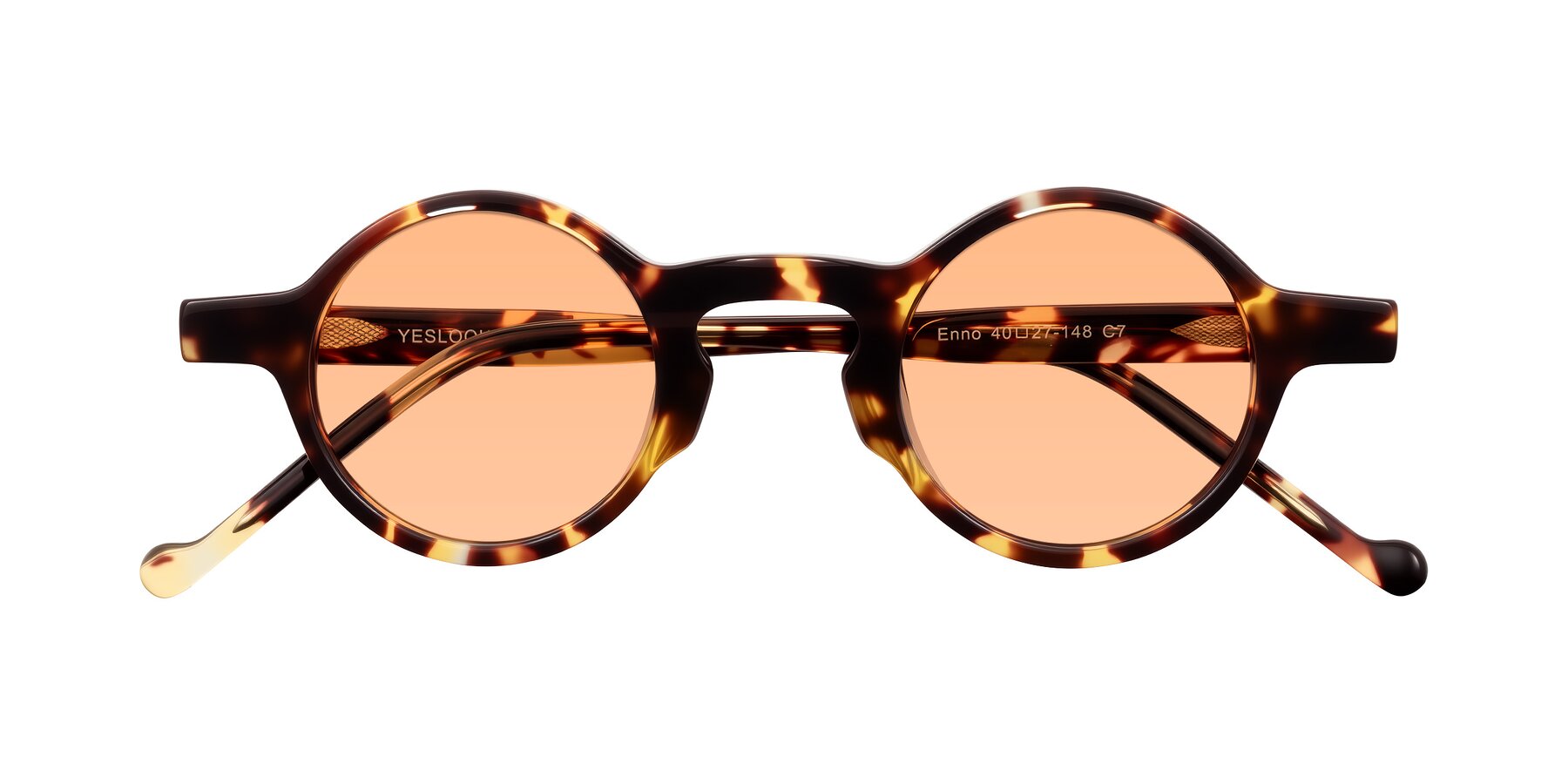 Folded Front of Enno in Tortoise with Light Orange Tinted Lenses