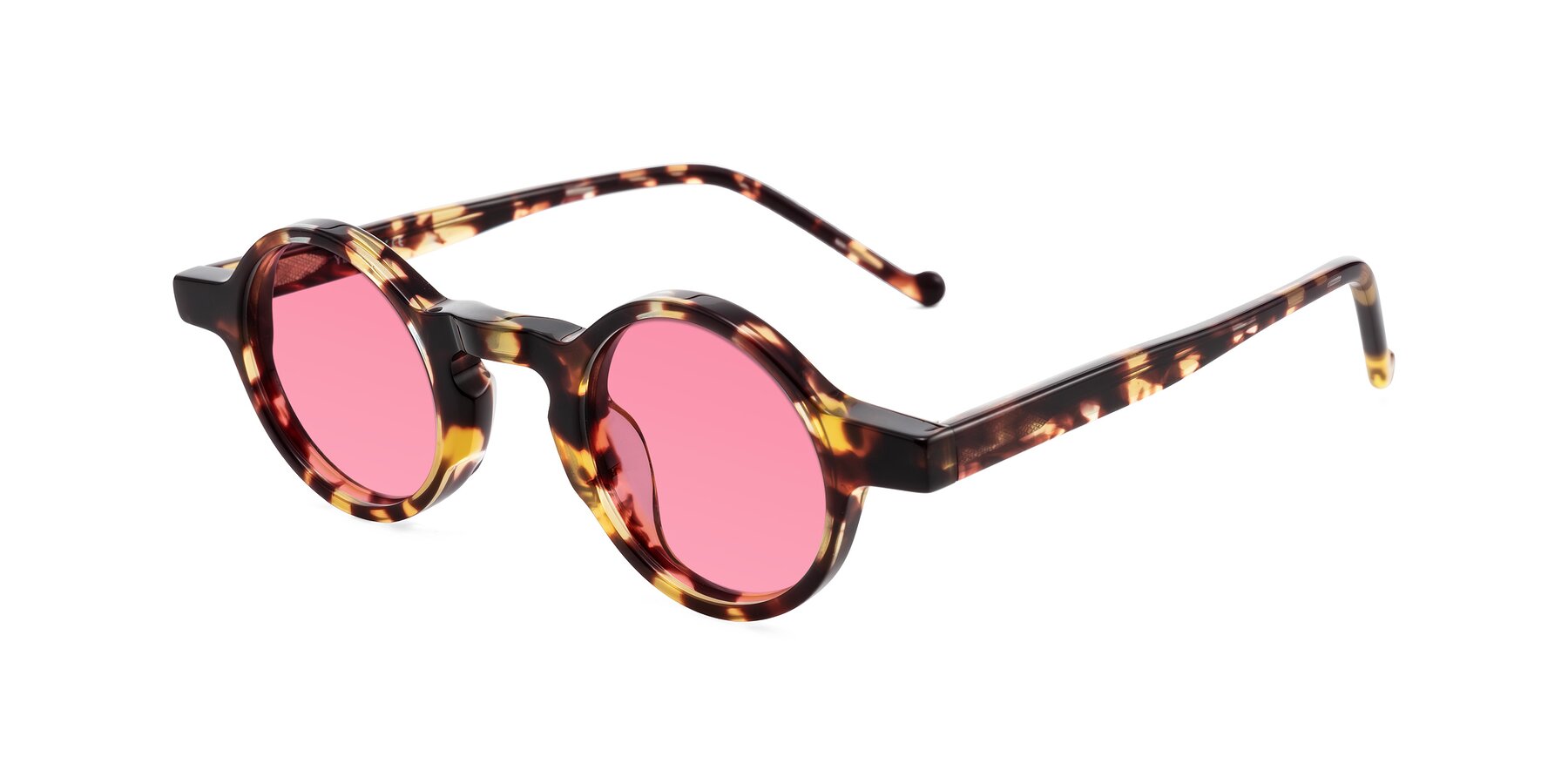 Angle of Enno in Tortoise with Pink Tinted Lenses