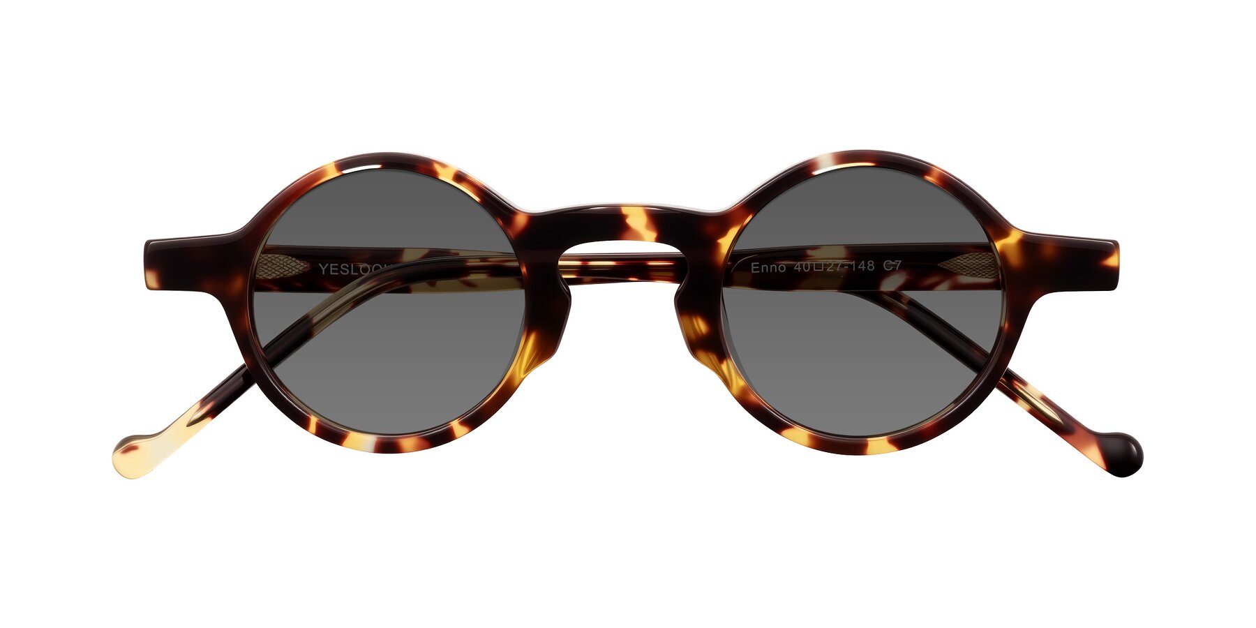 Folded Front of Enno in Tortoise with Medium Gray Tinted Lenses