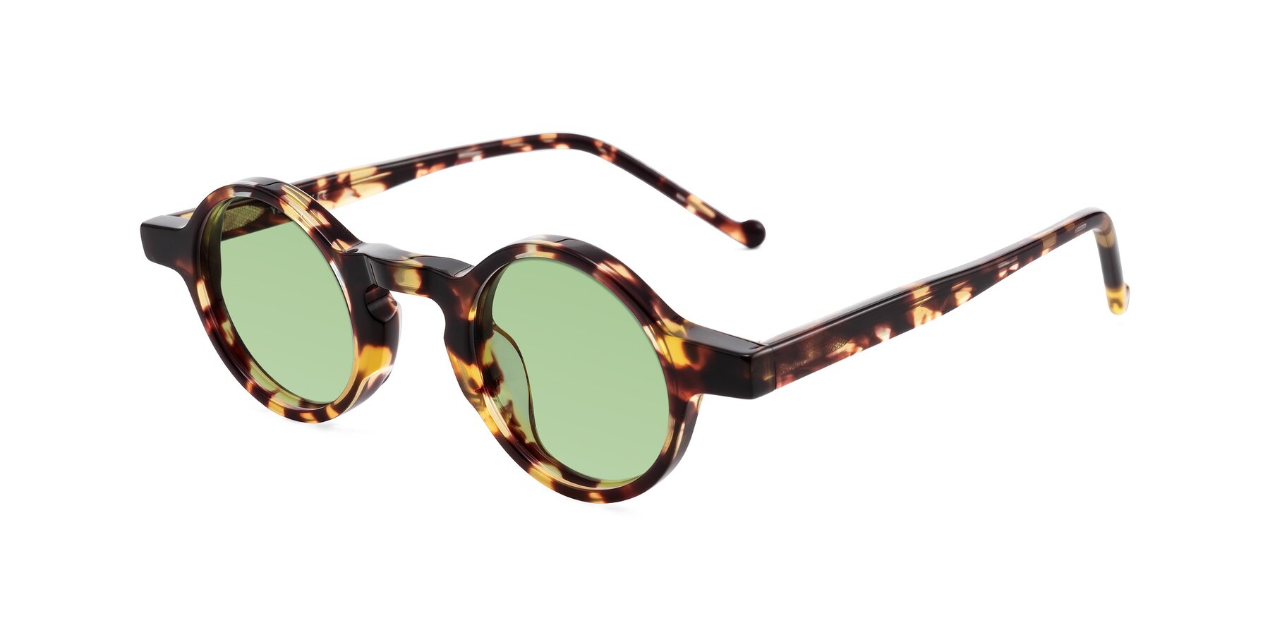 Angle of Enno in Tortoise with Medium Green Tinted Lenses