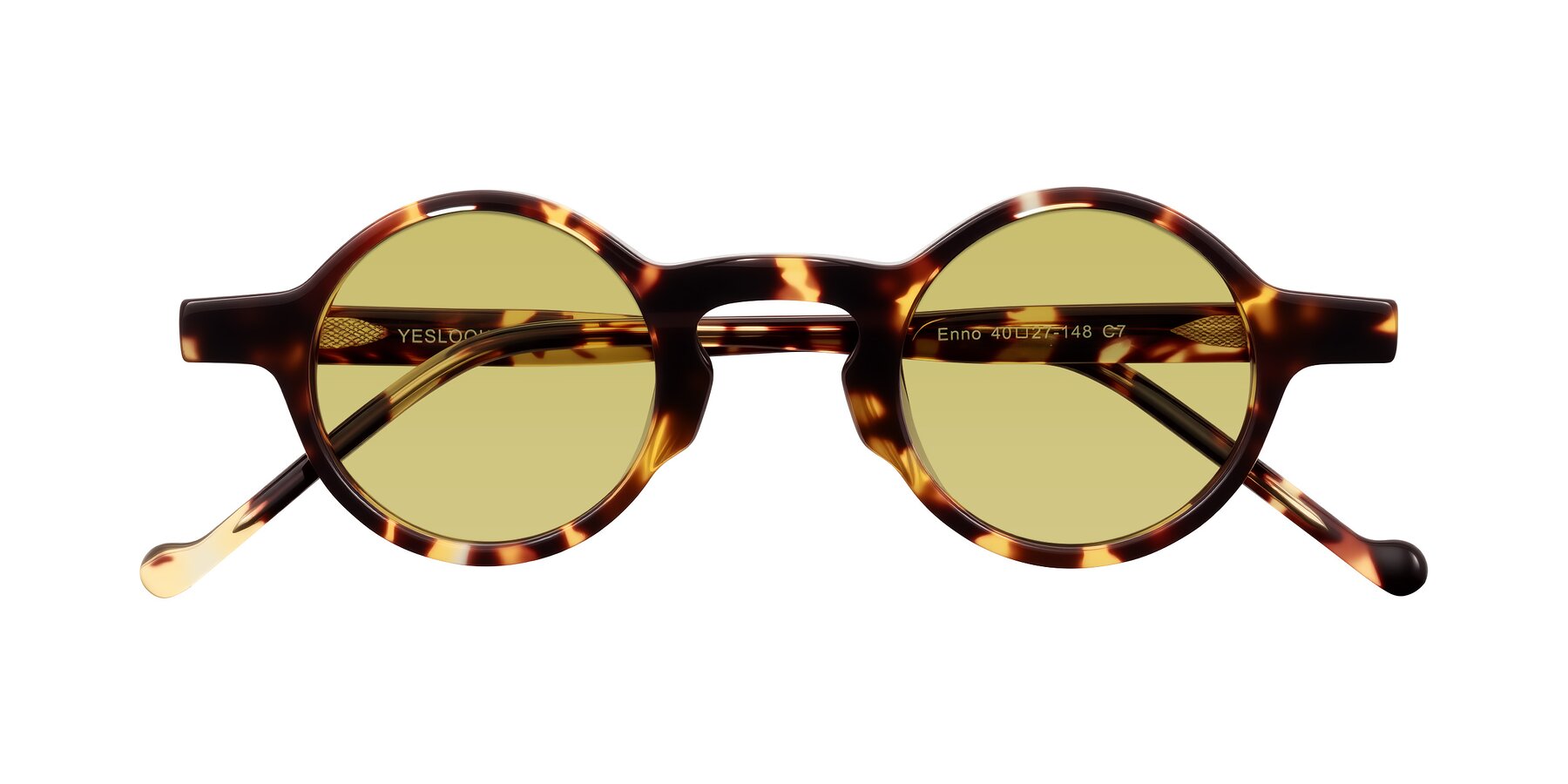 Folded Front of Enno in Tortoise with Medium Champagne Tinted Lenses