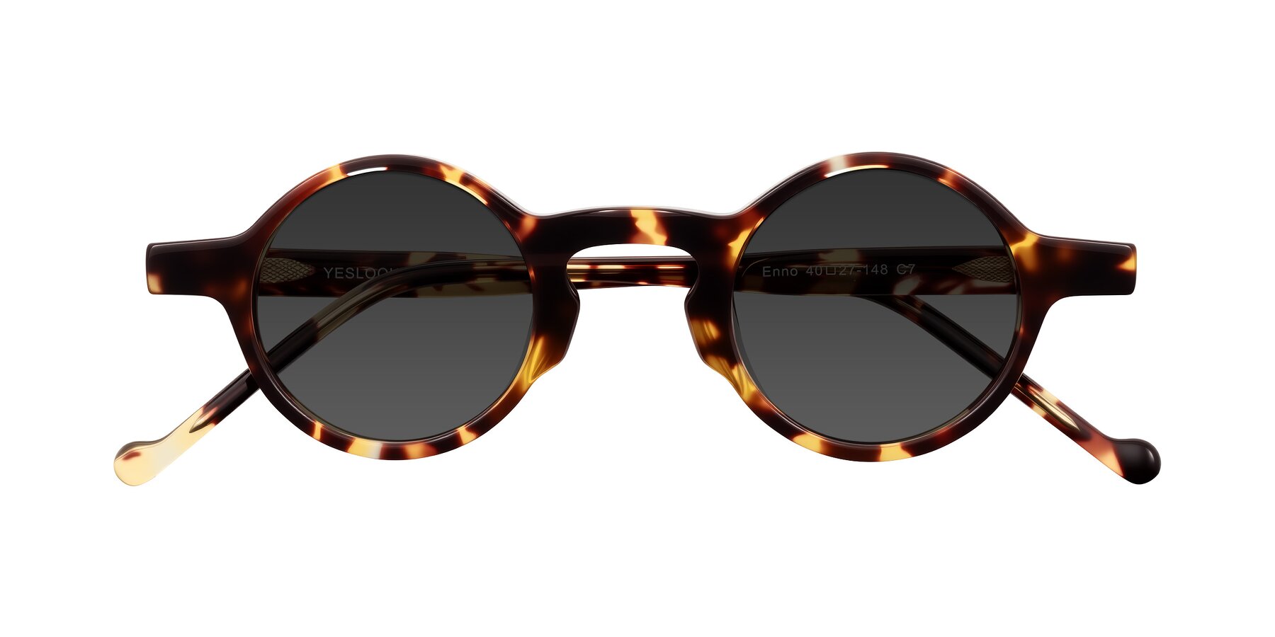 Folded Front of Enno in Tortoise with Gray Tinted Lenses