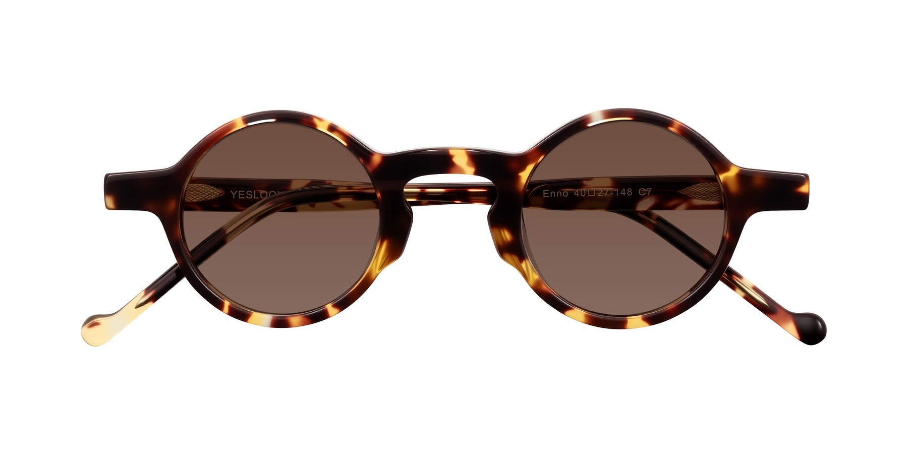 Folded Front of Enno in Tortoise with Brown Tinted Lenses