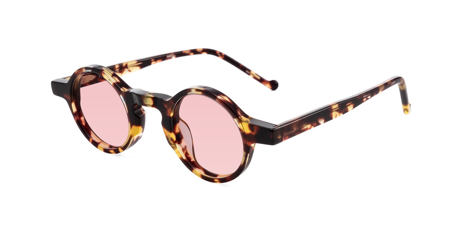Angle of Enno in Tortoise with Light Garnet Tinted Lenses