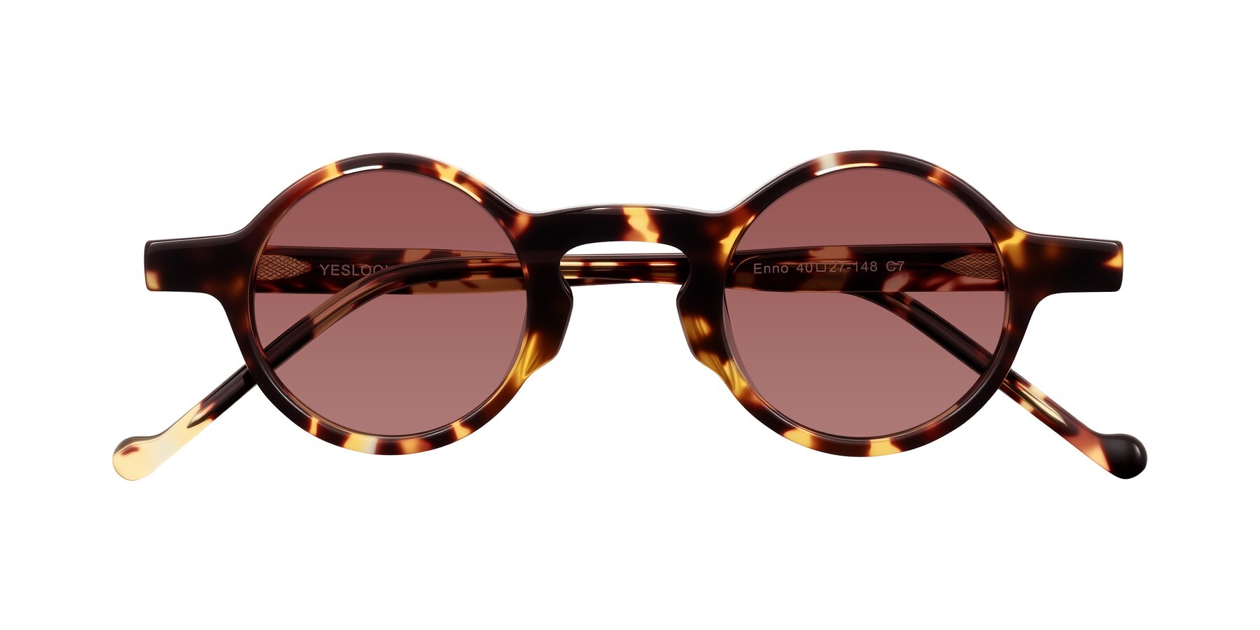 Folded Front of Enno in Tortoise with Garnet Tinted Lenses