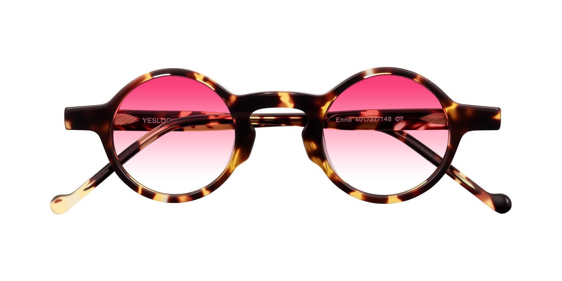 Folded Front of Enno in Tortoise with Pink Gradient Lenses