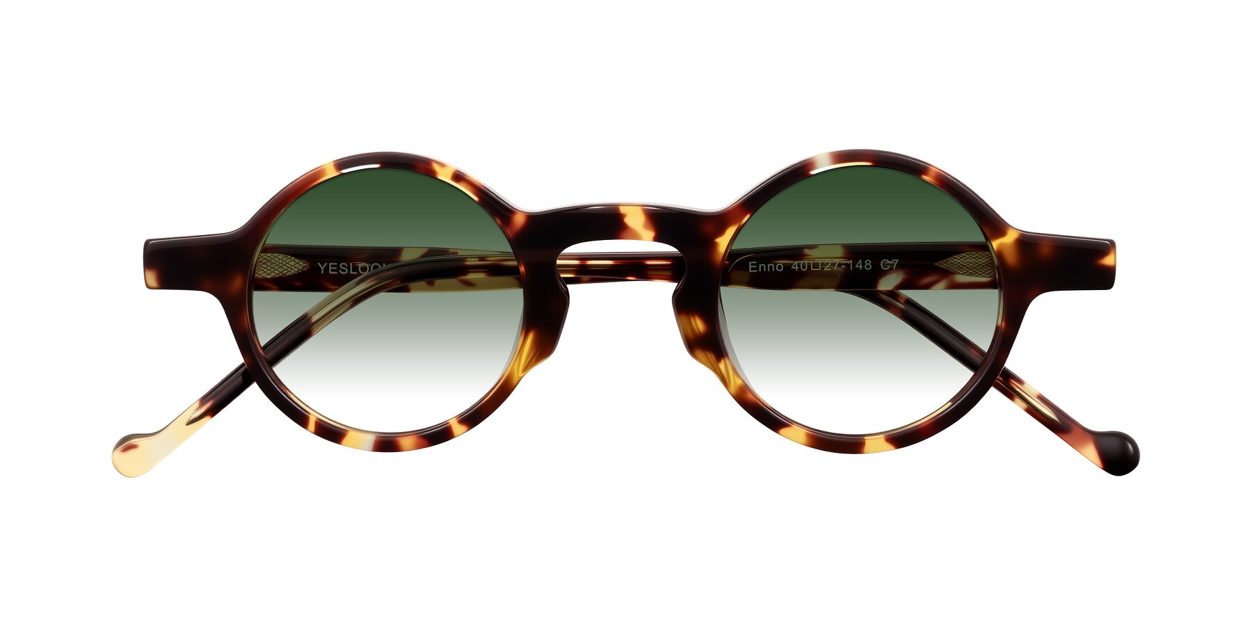 Folded Front of Enno in Tortoise with Green Gradient Lenses