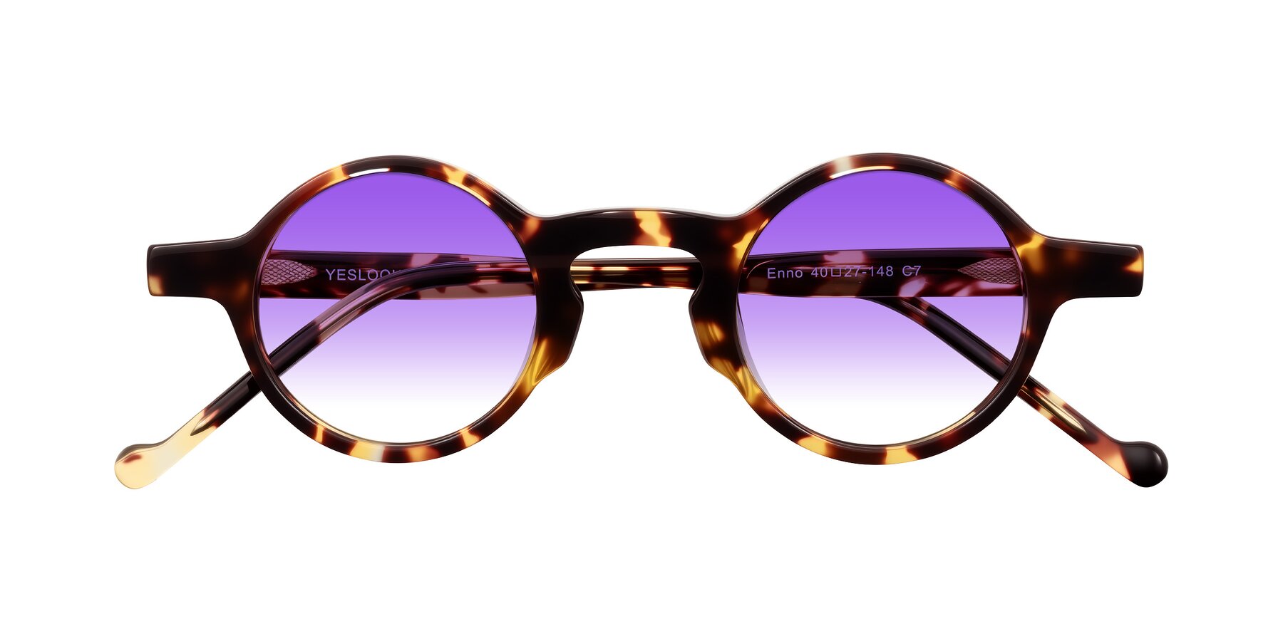 Folded Front of Enno in Tortoise with Purple Gradient Lenses