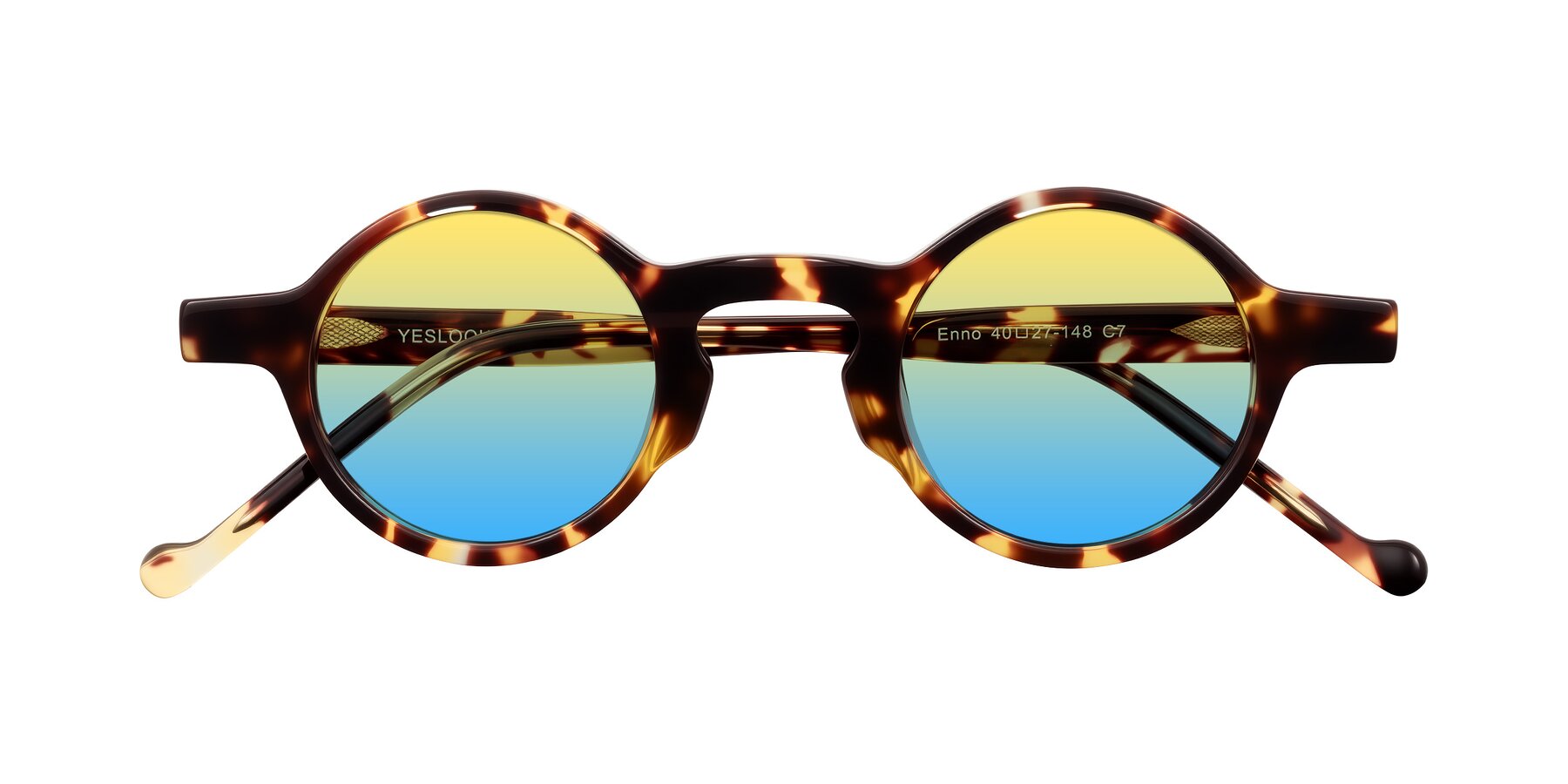 Folded Front of Enno in Tortoise with Yellow / Blue Gradient Lenses