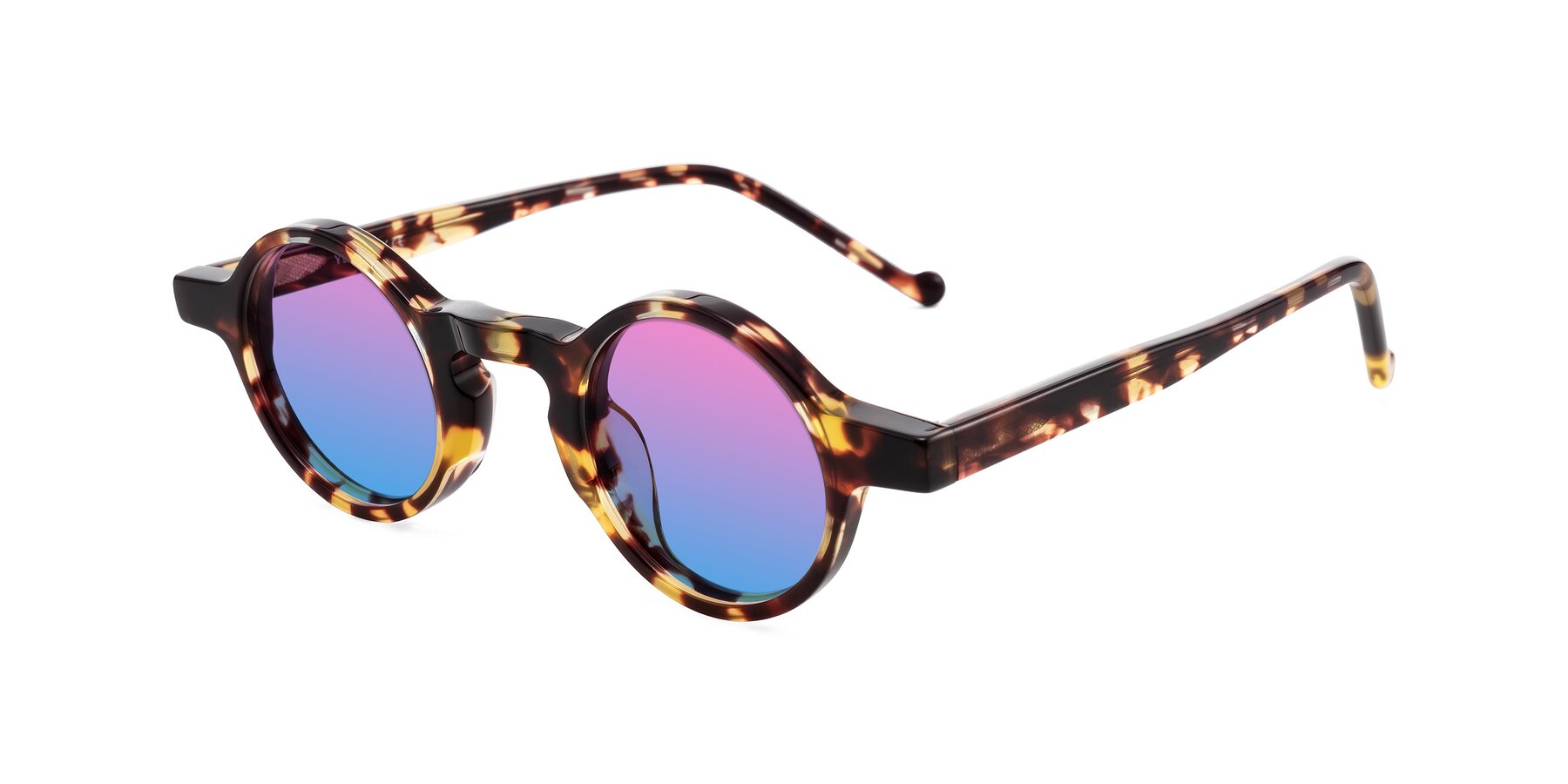Angle of Enno in Tortoise with Pink / Blue Gradient Lenses