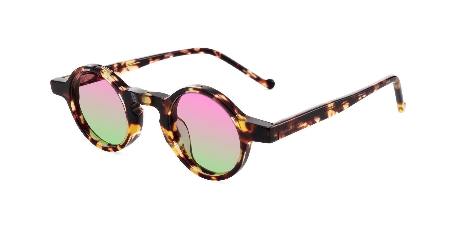 Angle of Enno in Tortoise with Pink / Green Gradient Lenses