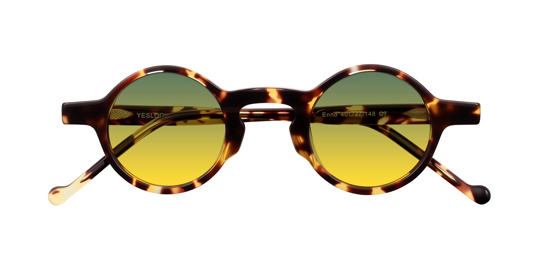 Folded Front of Enno in Tortoise with Green / Yellow Gradient Lenses