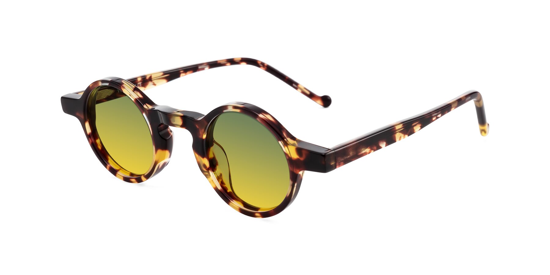 Angle of Enno in Tortoise with Green / Yellow Gradient Lenses