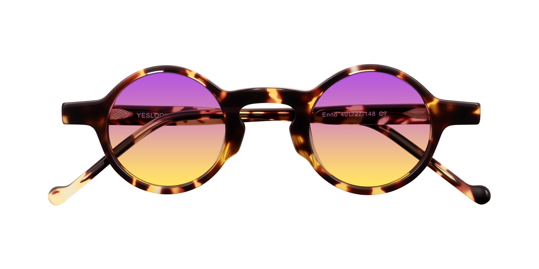 Folded Front of Enno in Tortoise with Purple / Yellow Gradient Lenses