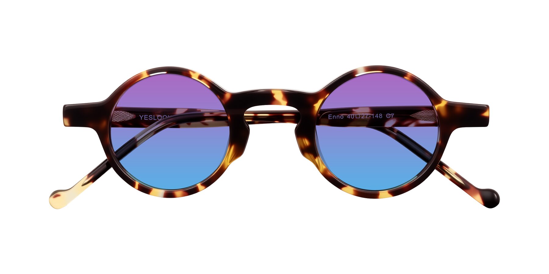 Folded Front of Enno in Tortoise with Purple / Blue Gradient Lenses