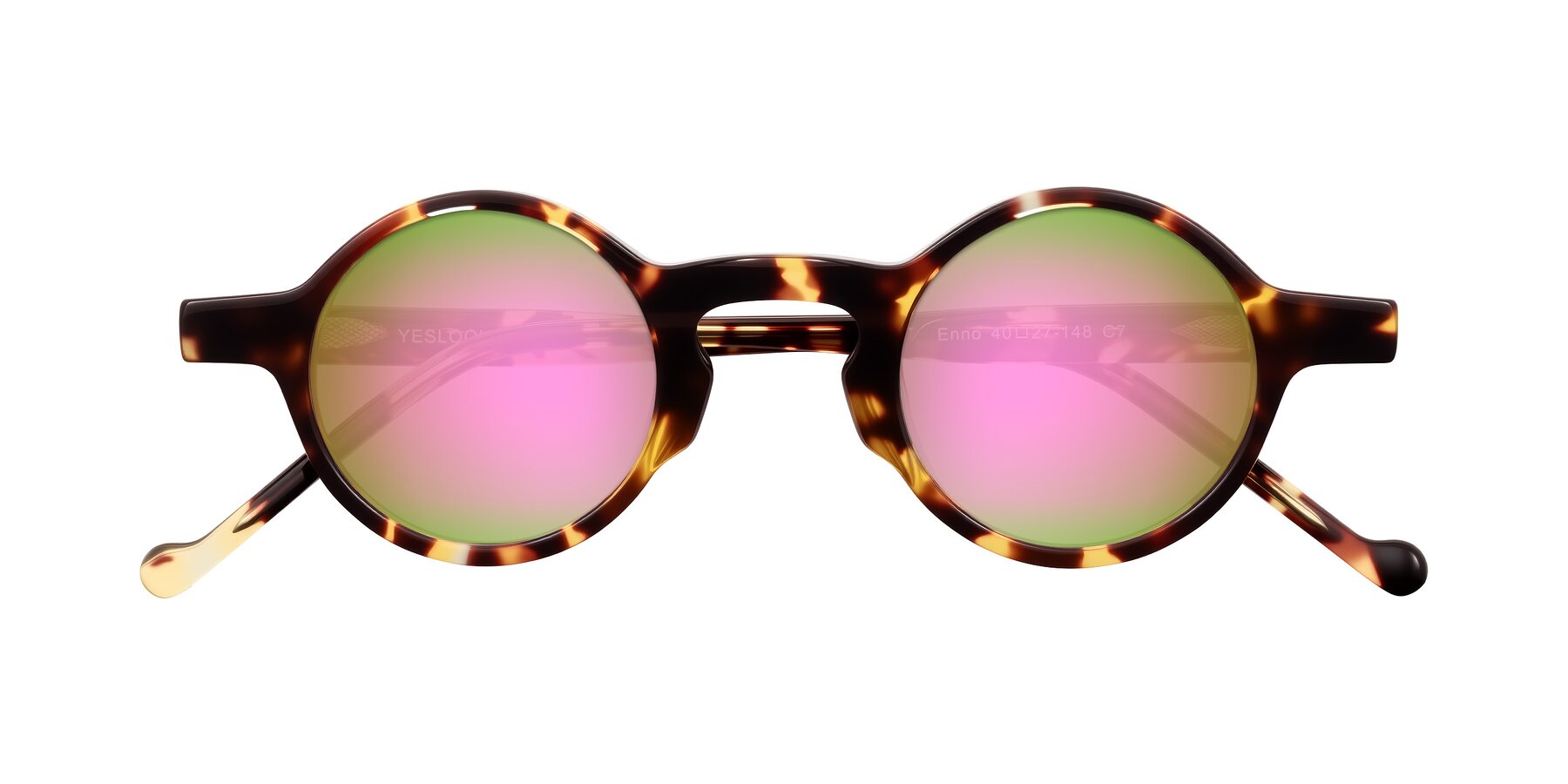 Folded Front of Enno in Tortoise with Pink Mirrored Lenses