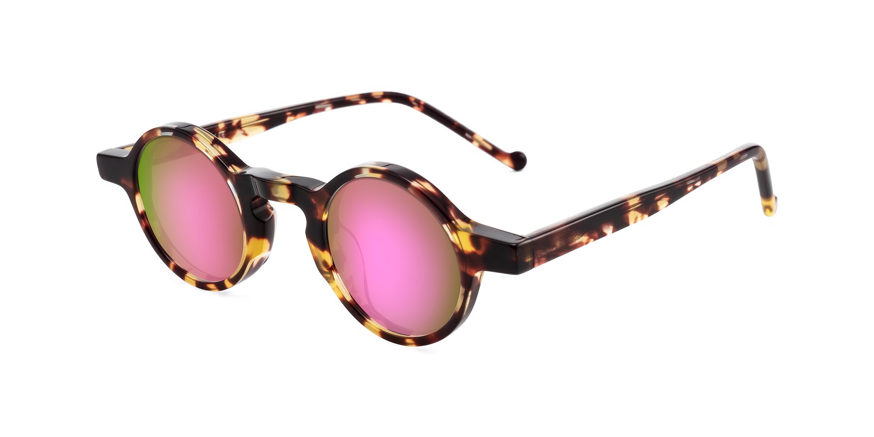 Angle of Enno in Tortoise with Pink Mirrored Lenses