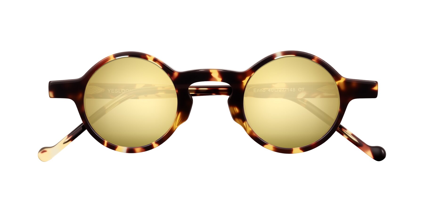 Folded Front of Enno in Tortoise with Gold Mirrored Lenses