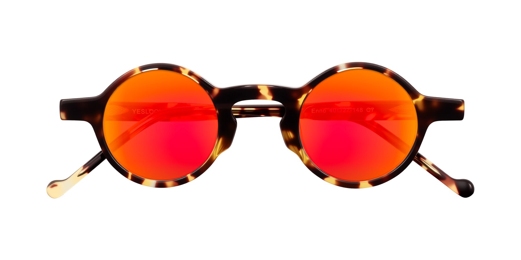 Folded Front of Enno in Tortoise with Red Gold Mirrored Lenses