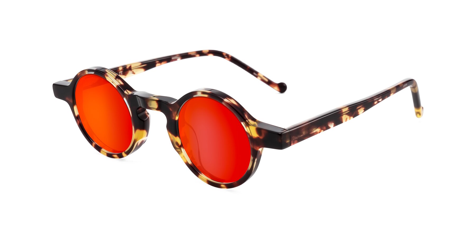Angle of Enno in Tortoise with Red Gold Mirrored Lenses