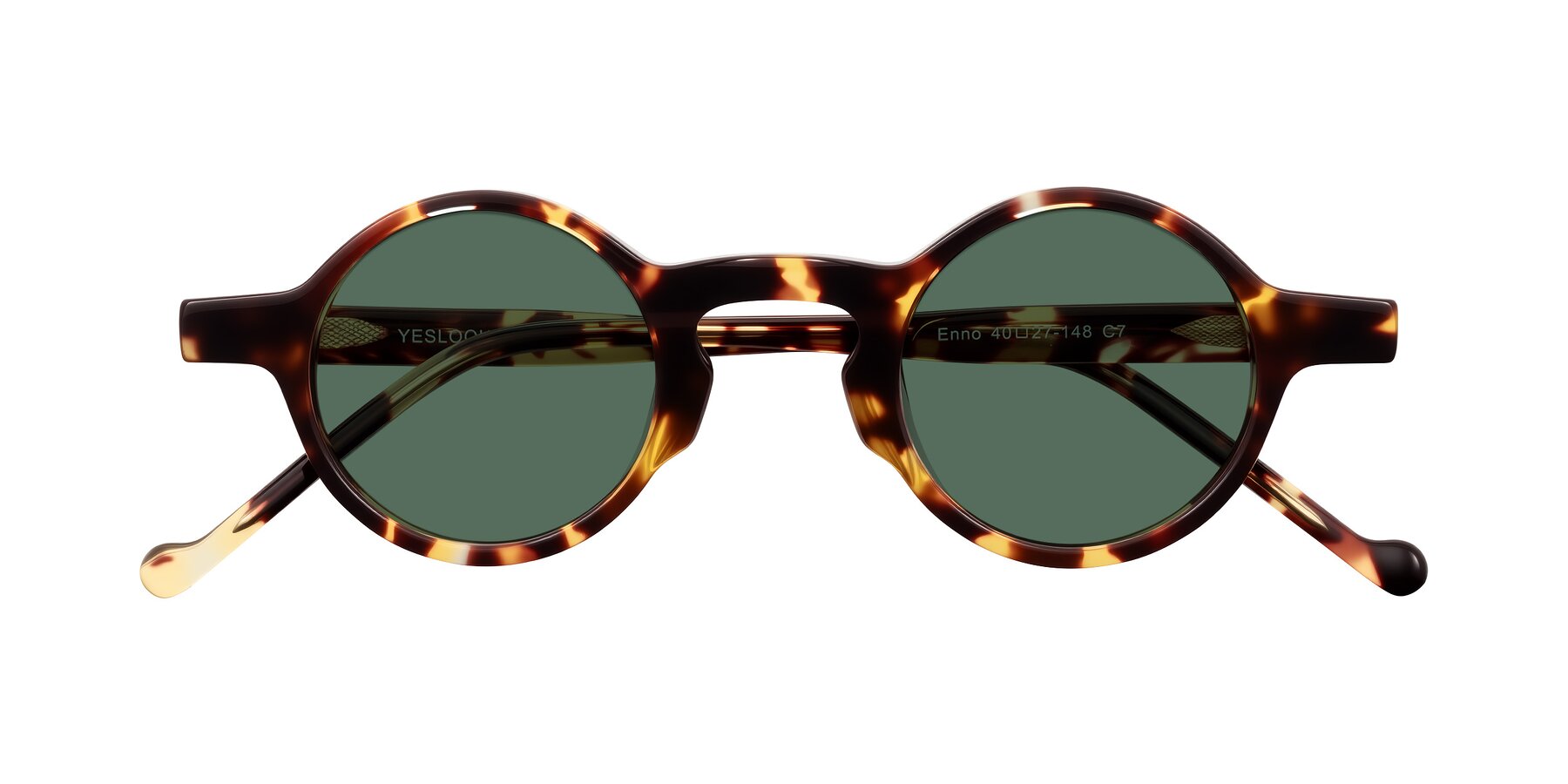 Folded Front of Enno in Tortoise with Green Polarized Lenses