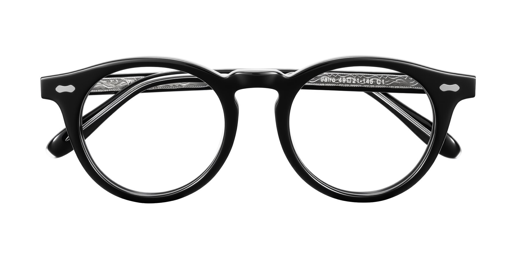 Folded Front of Jairo in Black with Clear Eyeglass Lenses