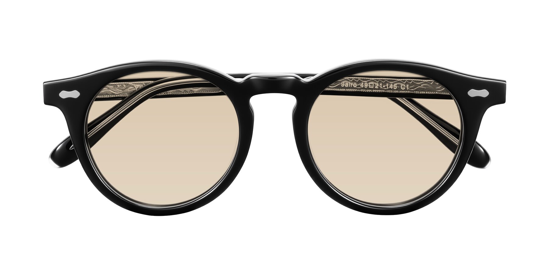 Folded Front of Jairo in Black with Light Brown Tinted Lenses