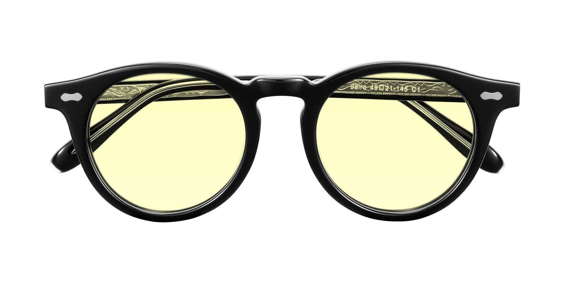 Folded Front of Jairo in Black with Light Yellow Tinted Lenses