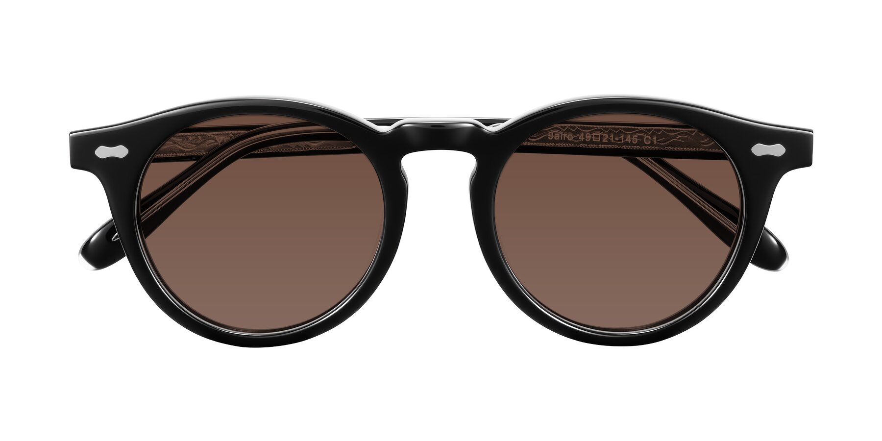 Folded Front of Jairo in Black with Brown Tinted Lenses