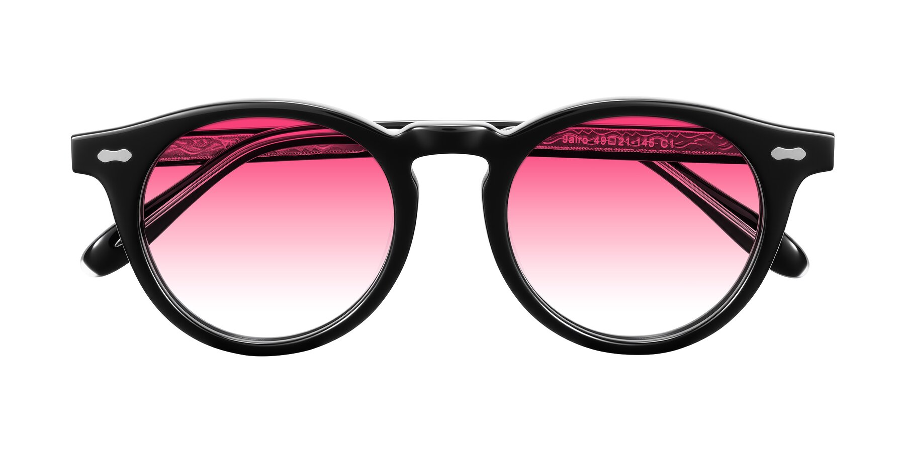 Folded Front of Jairo in Black with Pink Gradient Lenses