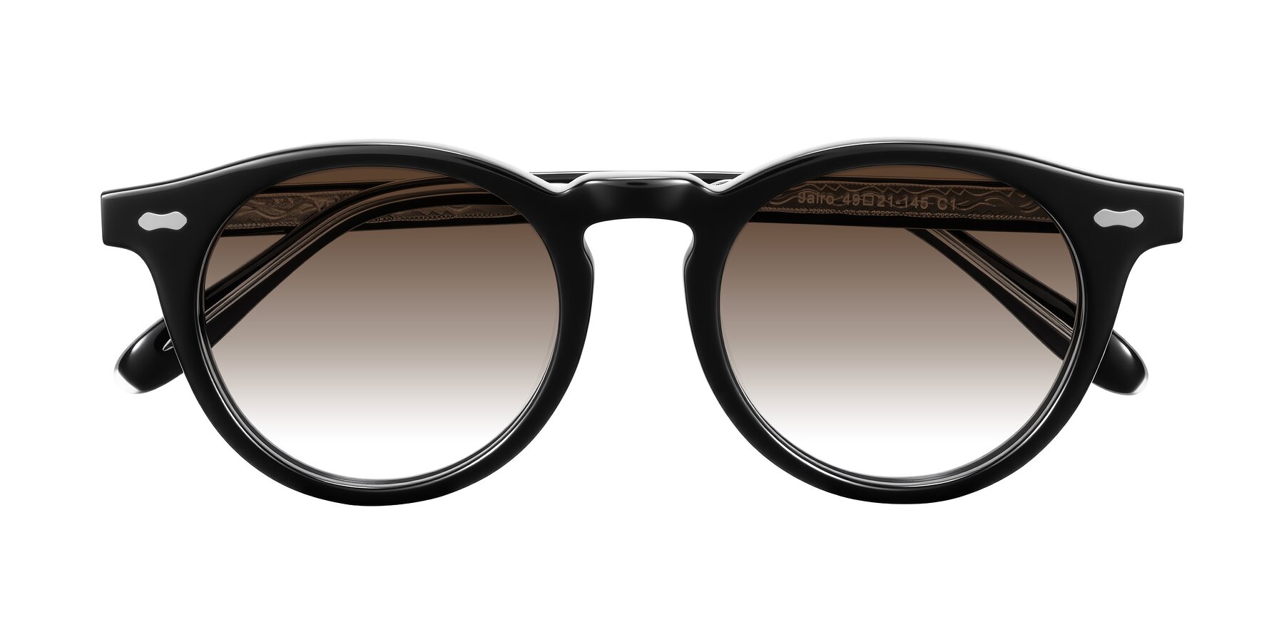 Folded Front of Jairo in Black with Brown Gradient Lenses